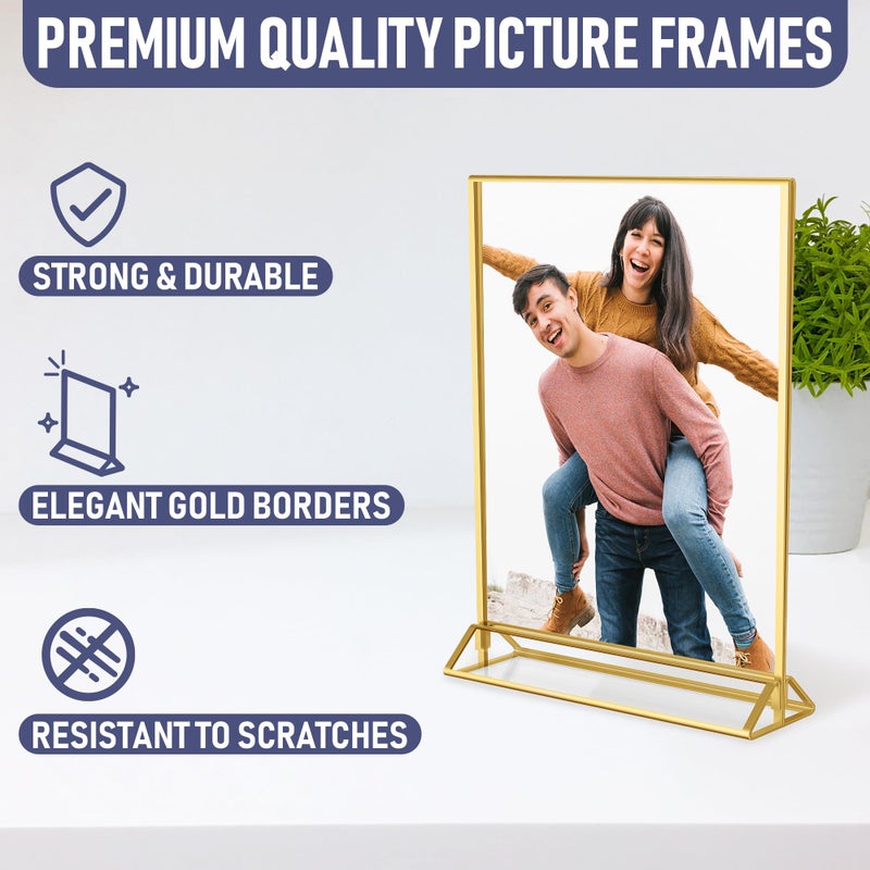 Dasher Products Gold Picture Frames Double-Sided, 6-Pack 8.5x11 Acrylic Table Number Holders, Clear Easel Stands for Signs, Gold Frames for Wedding Table Numbers, Menu Holders, and Photo Displays for Events and DÃ©cor - Image 3